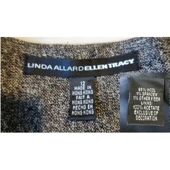 Ellen Tracy Wool Tweed Jacket Brown Black Ribbon Detail Sz 12 - Picture 5 of 12